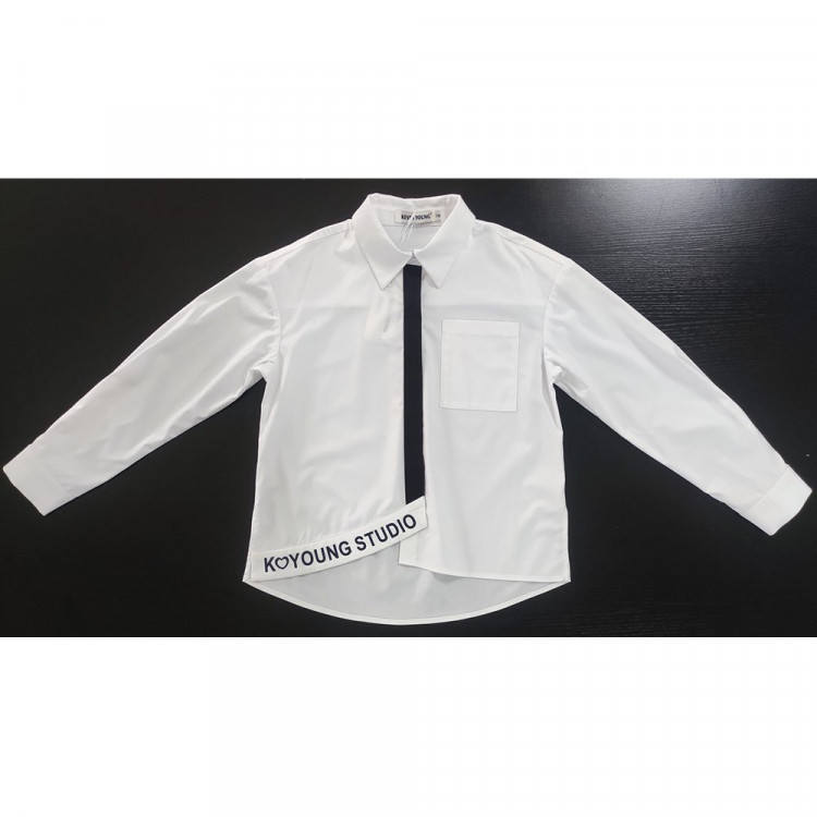 Блузка для девочки (Kevin Young) длинный рукав цвет белый арт.R95246 размерный ряд 34/134-44/164