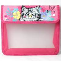 Папка школьная для тетрадей А5 на липучке (ОНИКС) Котенок в цветочках арт.ПТ-45