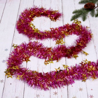 Мишура 8*200см "Звезда" розовый/золото арт.215-402