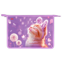 Папка школьная для тетрадей А4 на молнии 2 отделения (Hatber) Солнечный котик арт.AMc_04043