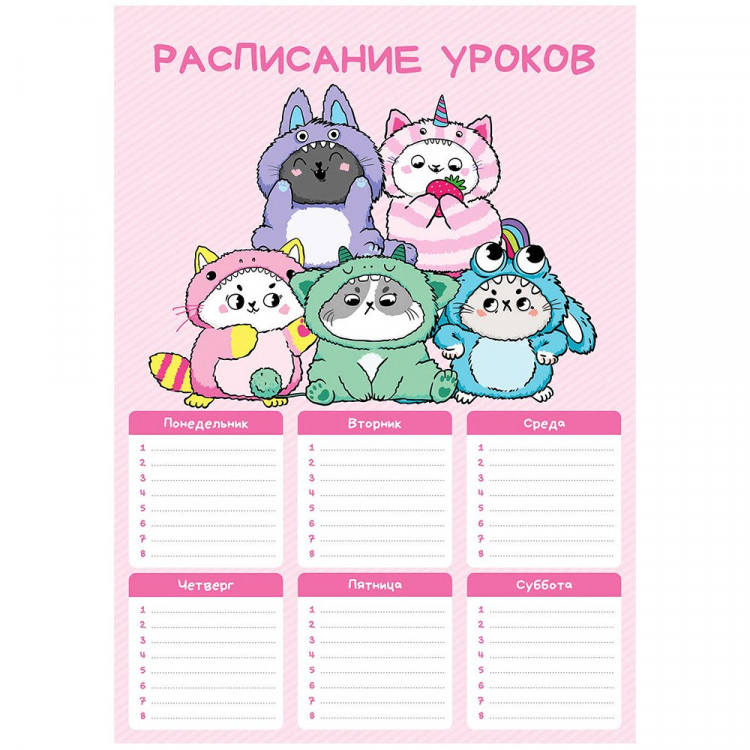 Расписание уроков А4 Феникс Котята в кигуруми арт.72591