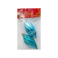 Украшение декор.подвеска пластик "Капля граненая" 10см 02шт/наб. цв.бирюза арт.76078