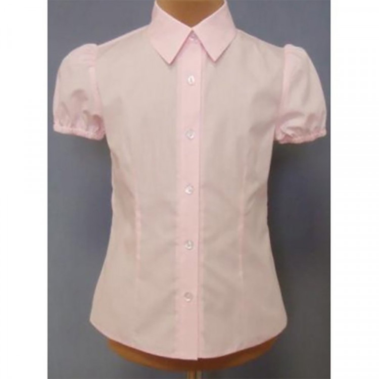 Блузка для девочки (Ажур) короткий рукав цвет розовый арт.01-к размерный ряд 30/128-36/146