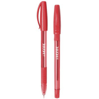 Ручка шариковая прозрачный корпус резиновый упор (deVENTE) 0,7мм красная арт.5073331