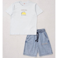 Комплект для мальчика артикул DMB 7453 размерный ряд 28/104-32/128 (футболка+шорты) цвет голубой