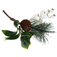 Украшение декоративное "Ветка. Хвоя, ягоды, шишка, листья" 27см арт.535-104