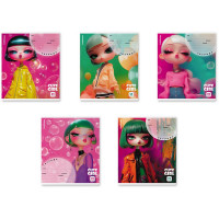 Тетрадь 12 листов клетка (ErichKrause) Bubble Girll выборочный УФ-лак ассорти арт.64826