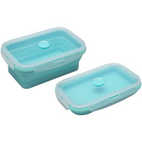 Ланч-бокс 0,8л. Мятный прямоугольный складной силиконовый