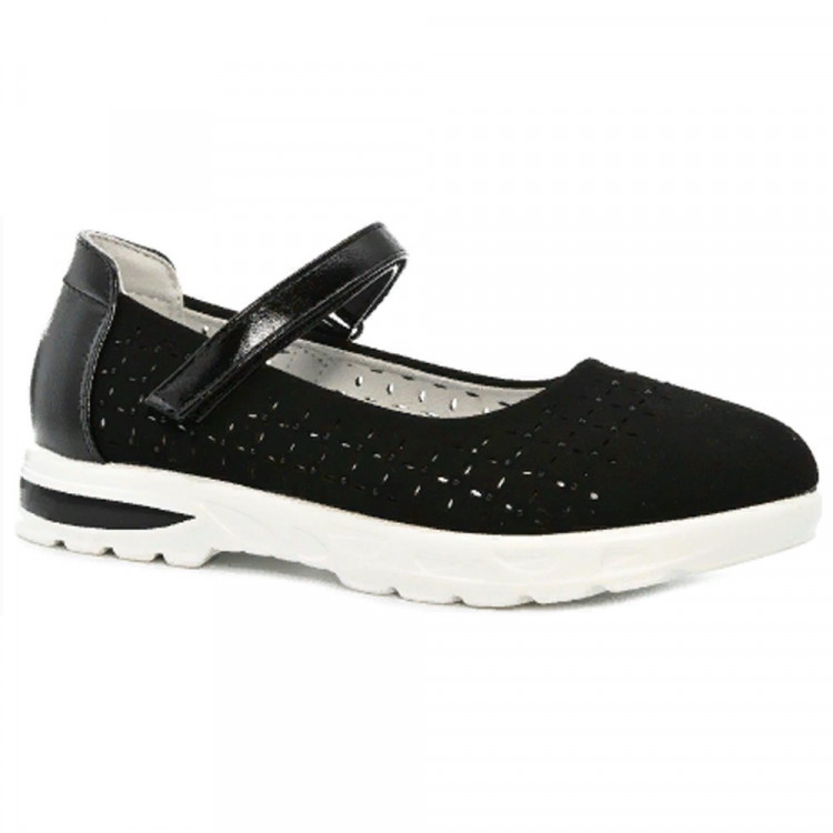 Туфли для девочки (TOM.MIKI) черный верх-искусственная замша подкладка-натуральная кожа размерный ряд 31-36 арт.B-10178-C