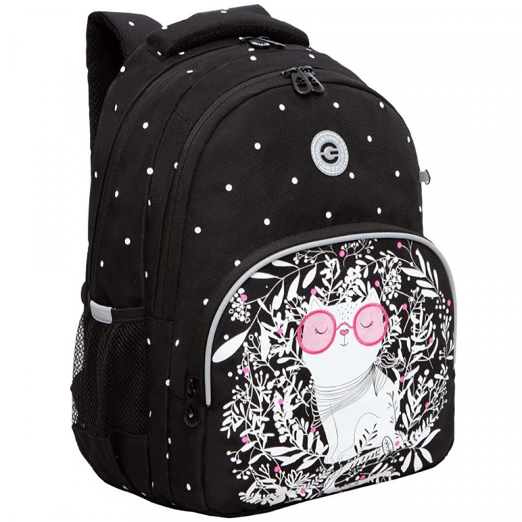 Рюкзак для девочек школьный (Grizzly) арт.RG-360-1/1 черный 27х40х20 см