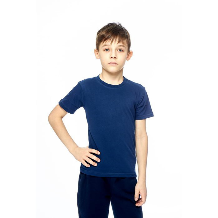 Футболка спортивная для мальчика арт.13179-12 размер 36/140 100% хлопок цвет темно-синий