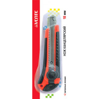 Нож канцелярский 18мм deVENTE с металлической направляющей, каучуковые вставки