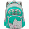 Рюкзак для девочек школьный (GRIZZLY) арт RRG-167-1/1 бирюза - светло-серый 26х39х17 см