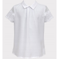 Блузка для девочки (SLY) короткий рукав цвет белый арт.3S-104 размерный ряд 30/122-44/164