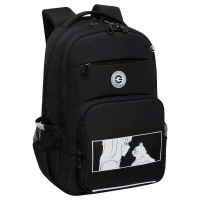 Рюкзак для девочек (Grizzly) арт.RG-564-3/2 черный - светоотражающий 20х40х15,5 см