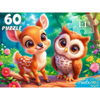 Пазл 60 элементов Оленёнок и сова (РК) арт.П60-5991