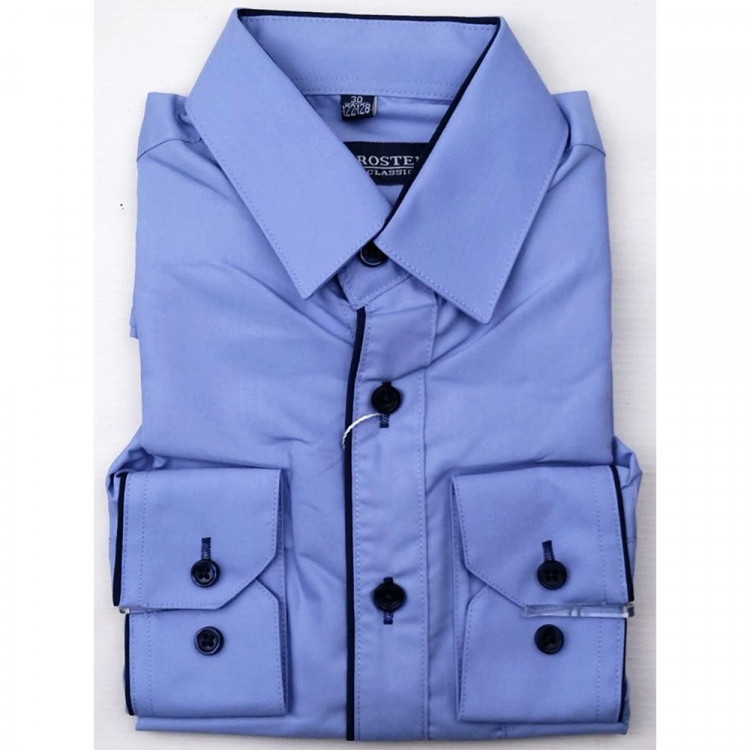 Сорочка детская длинный рукав размерный ряд 29/116-122-36/158-164  цвет голубой Brostem арт.107Hd