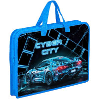 Сумка пластик А4 (Оникс) на молнии ручка-тесьма арт ПТ-14 Cyber city дизайн с двух сторон