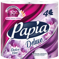 Бумага туалетная 4-слоя втулка 4 рулона в упаковке 17,5м Papia Elite арома Дольче Вита (Ст.14)