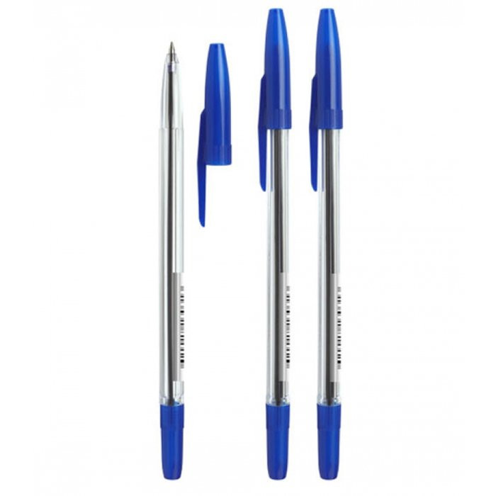 Ручка шариковая  прозрачный корпус  (СТАММ ) синяя, масло 511 0,7мм, арт.РК30 (Ст.50)