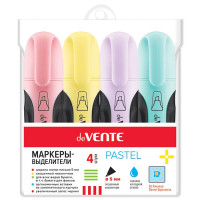 Маркер флуорисцентный  deVENTE 1-5мм пастельные, набор 4шт желтый/розовый/фиалковый/бирюзовый арт.5045809 (Ст.12)
