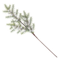 Украшение декоративное "Ветка. Хвоя литая, ягоды" 54см заснеженная арт.811493
