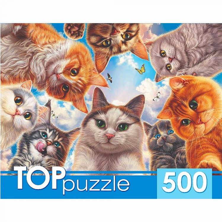 Пазл 500 элементов TOPpuzzle Необычное селфи котов (РК) арт.Ф500-7728