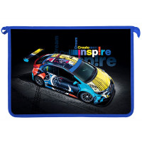 Папка школьная для тетрадей А4 на молнии (Оникс) Цветное авто дизайн с двух сторон арт ПТ-835