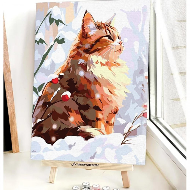 Картина по номерам 30x40см (RedPanda) Животные Зимний кот арт.p56026