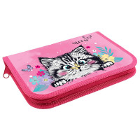 Пенал 1 отделение (Оникс) ПКТ 04-20 MAX Котёнок в цветочках 212х135х26мм полиэстер