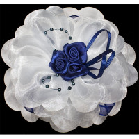Бант для волос белый/синий  Arco Carino 13см арт.127