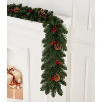 Гирлянда рождественская 270см хвоя ПВХ, с украшениями "Боярская" арт.ГУБ 25