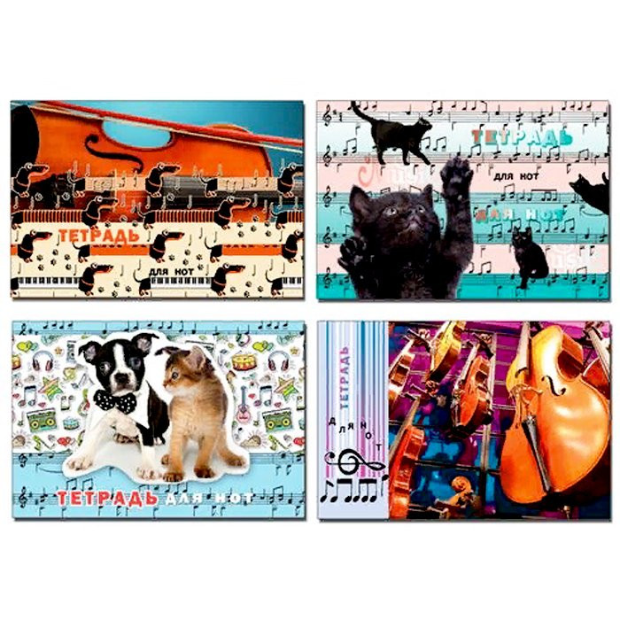 Тетрадь для нот А5 24 листа скоба (BG) Весёлые нотки ассорти арт ТН5ск24 7787