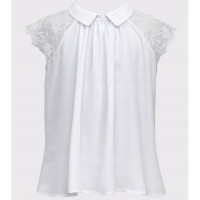 Блузка для девочки (SLY) короткий рукав цвет белый арт.3S-101 размерный ряд 32/128-44/164