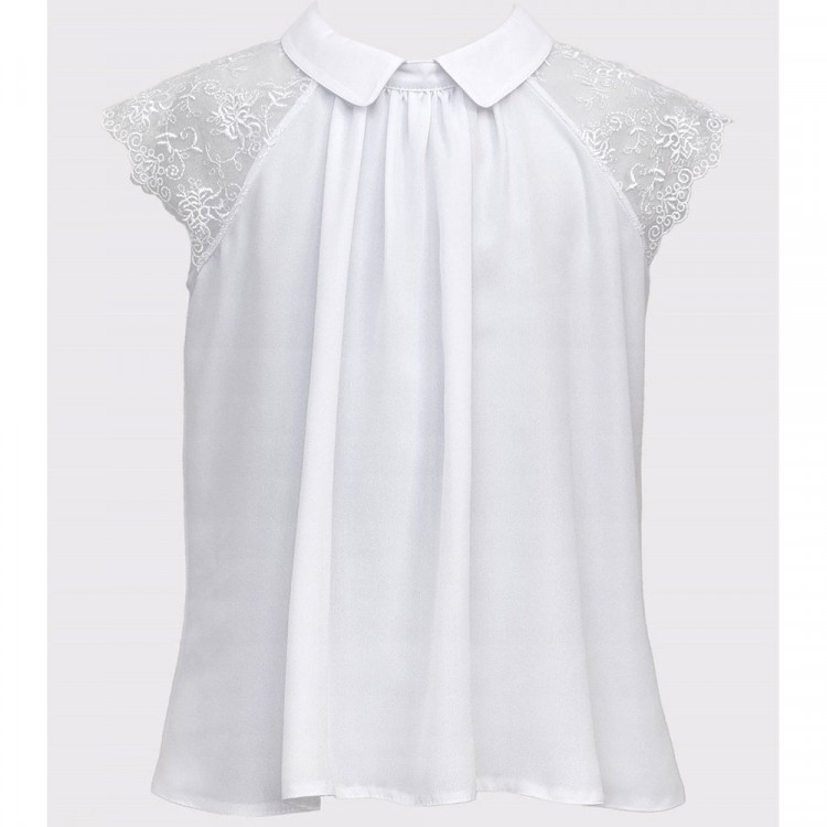 Блузка для девочки (SLY) короткий рукав цвет белый арт.3S-101 размерный ряд 32/128-44/164