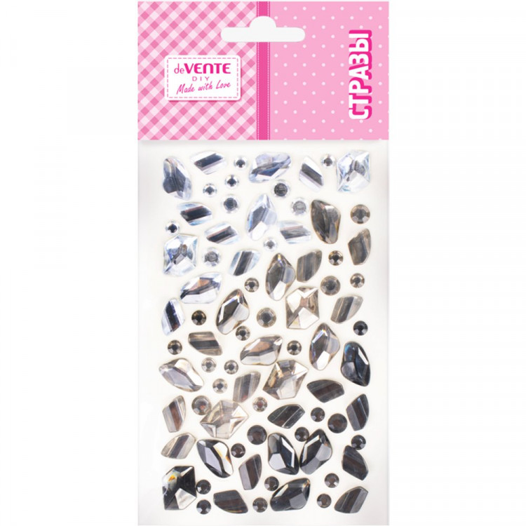 Наклейки-стразы акриловые deVENTE Драгоценный камень (Craft Gem) форма камня, серебристые арт.8002577