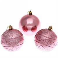 Набор шаров 08см 03шт/наб. "Микс фактур" розовое золото арт.201-0846