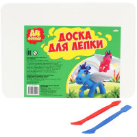 Доска для лепки А4 (Prof-Press) с бортом белая толщина 0,4 см + 2 стека арт ДЛ-4990