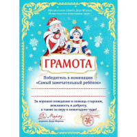 Грамота "От Деда Мороза и Снегурочки" 29,5*21см арт.81775