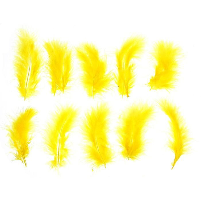 Украшение декоративное Перо 10шт/набор 10см цвет желтый