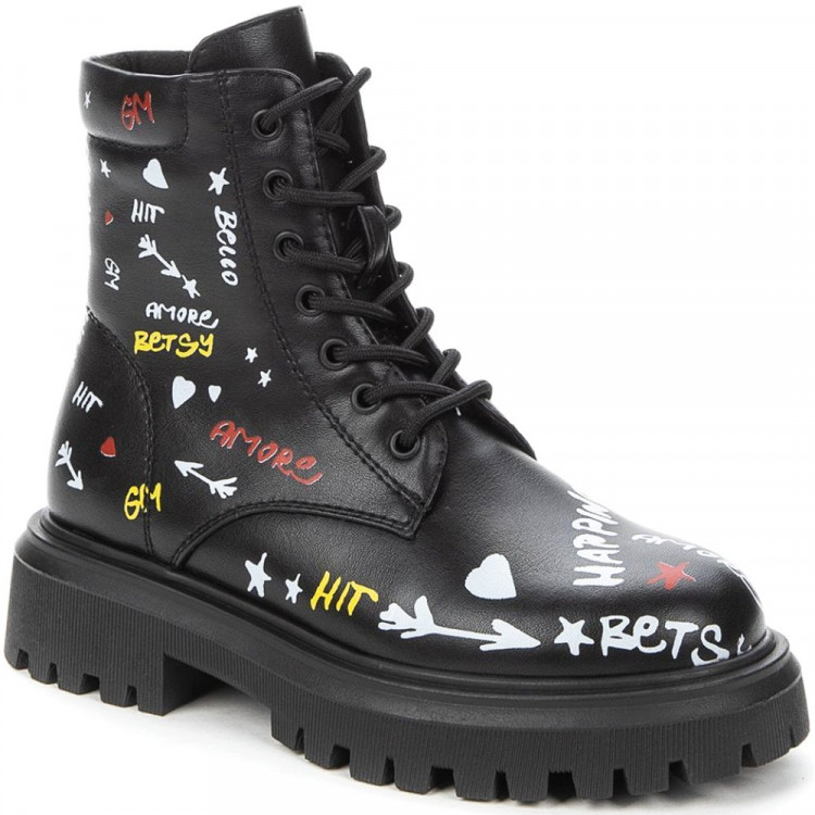 Ботинки для девочки (BETSY) черный верх-искусственная кожа подкладка - байка артикул 938415/06-05