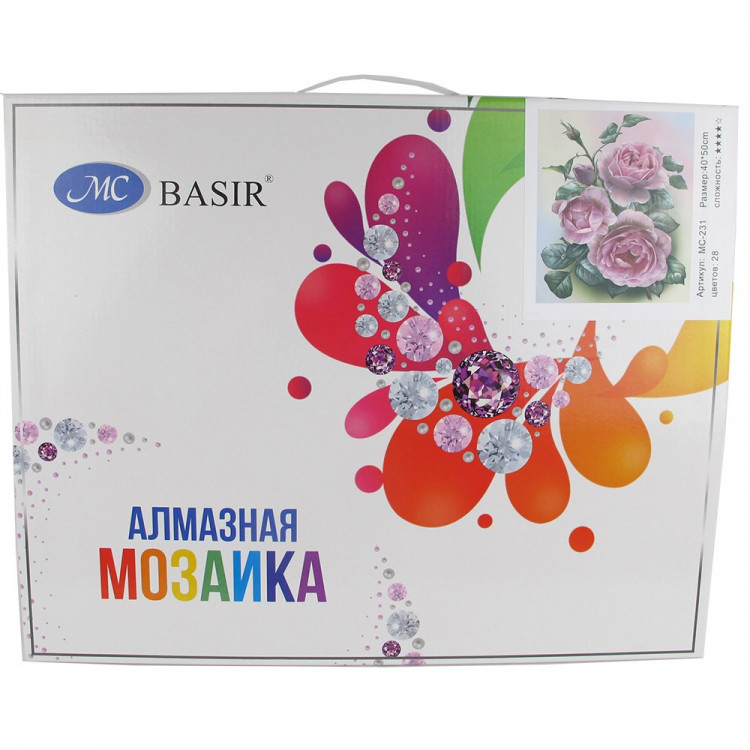Алмазная мозаика 40х50см (MC Basir) Розы подрамник полное заполнение арт.МС-231