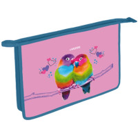 Папка школьная для тетрадей А4 на молнии (deVENTE) Lovebirds с покрытием из фольги с тисн. арт.8053304