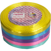 Лента атласная декоративная 5 цветов (deVENTE) 6мм x 23м пастельное ассорти набор арт.9040300