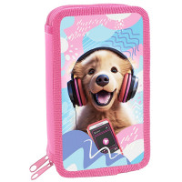 Пенал 2 отделения (Оникс) ПКК 11-5 Щенок с наушниками 190х110мм ламинированный картон