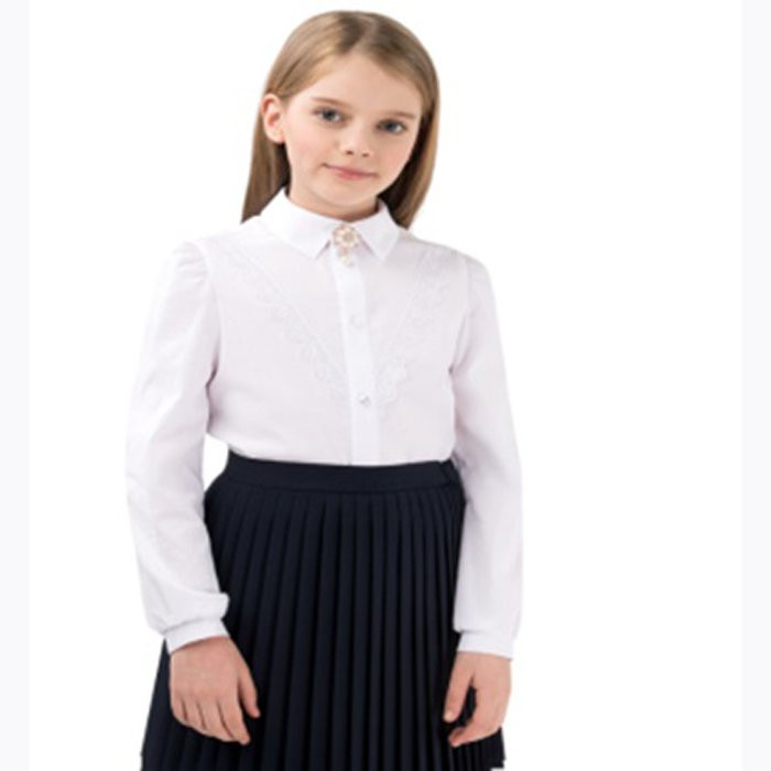 Блузка для девочки (СМЕНА) длинный рукав цвет белый арт.18c728-00 размер 32/134