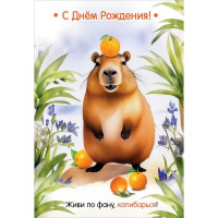 Открытка А5 "С Днем рождения! Живи по фану, капибарься!" арт.1804389