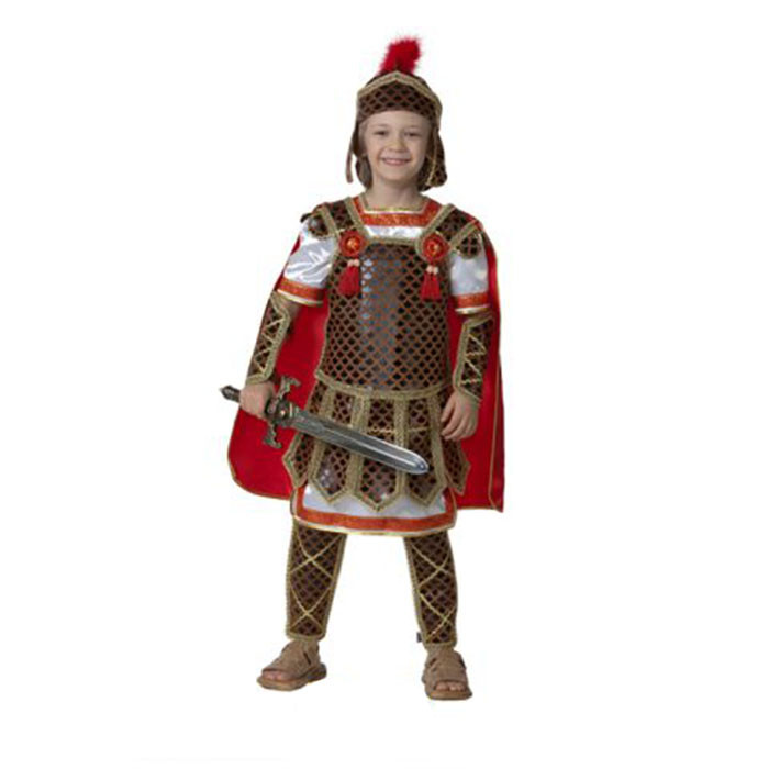 Костюм для мальчика Гладиатор (рубаха,кольчуга,плащ,щиты,шлем,меч) р.38(146-152) ткань арт.418-152-76