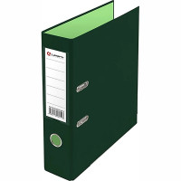 Папка-регистратор 80мм (+/-5) ПВХ с 2 сторонней обтяжкой, металлический уголок, зеленый/светло-зеленый