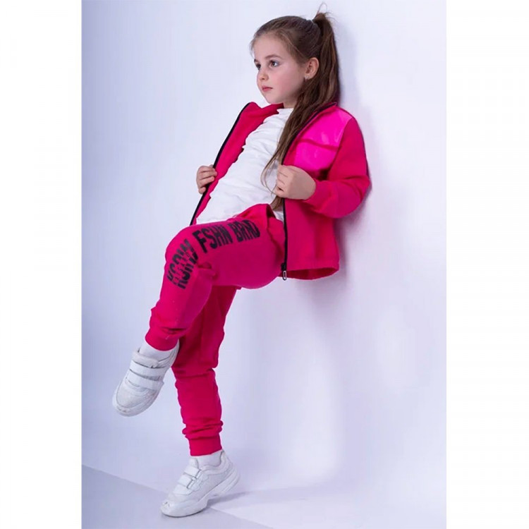 Комплект для девочки артикул (OVAS) ТВИНСИ размер 30/122-36/140 (толстовка+брюки) цвет розовый
